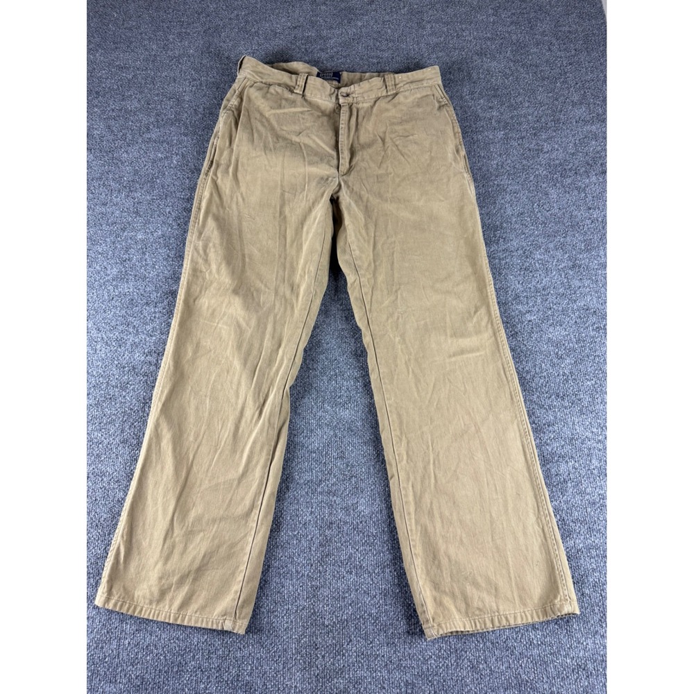 Polo Ralph Lauren Mens Tan Khaki Cotton Chino Pants 35x32 Made in USA Straight
